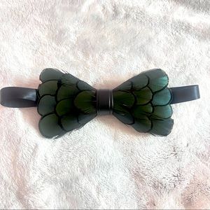 Handmade Feather Pre-tied Bow tie